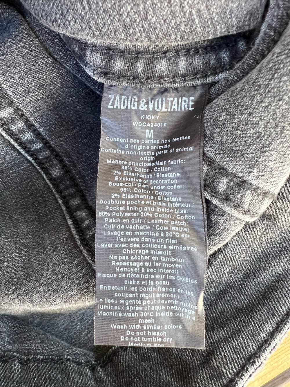 Zadig & Voltaire Distressed Gray Denim Jacket - Picture 5 of 5